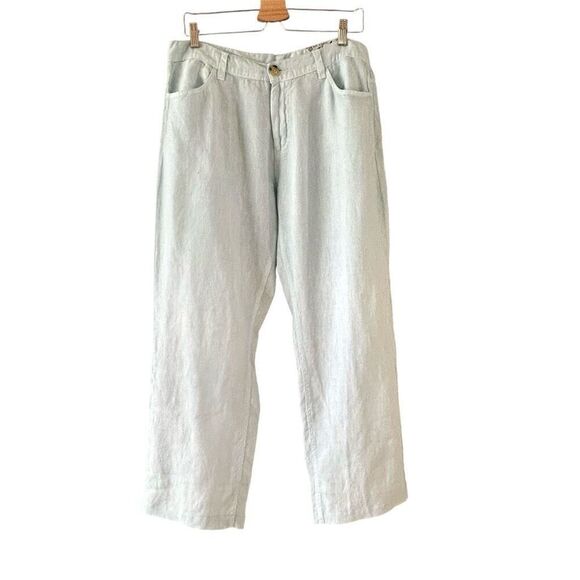 Claudio Milano Baby Blue Linen Crop Pants 32 - Picture 8 of 9